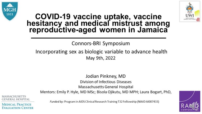 COVID-19 vaccine uptake, vaccine hesitancy and medical mistrust among reproductive-aged women in Jamaica