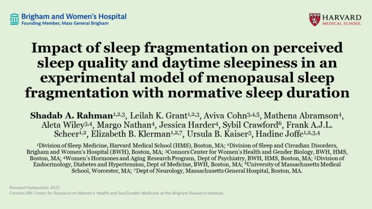 Impact of sleep fragmentation on perceived sleep quality and daytime sleepiness in an experimental model of menopausal sleep fragmentation with normative sleep duration