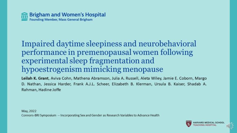 Impaired daytime sleepiness and neurobehavioral performance in premenopausal women following experimental sleep fragmentation and hypoestrogenism mimicking menopause